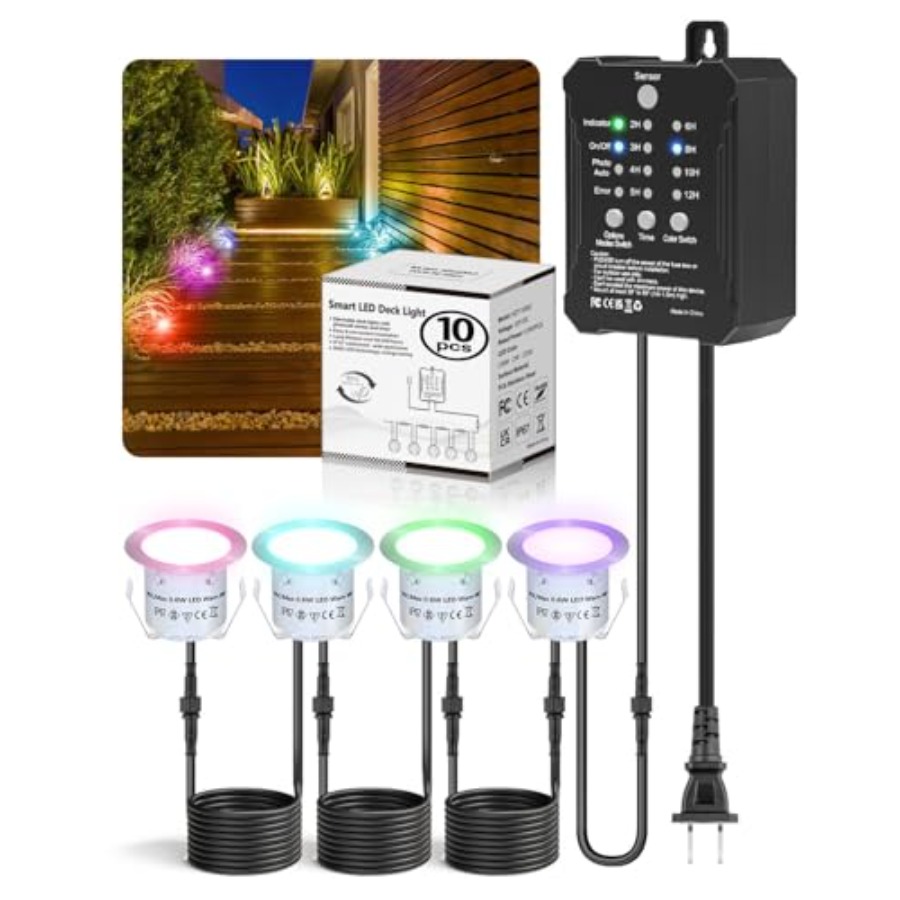 Outdoor Lighting Kit With Transformer - ชุดไฟ RGB สำหรับตกแต่งพื้น พร้อมหม้อแปลงแรงดันต่ำ ตัวตั้งเวลา และเซ็นเซอร์โฟโตเซลล์