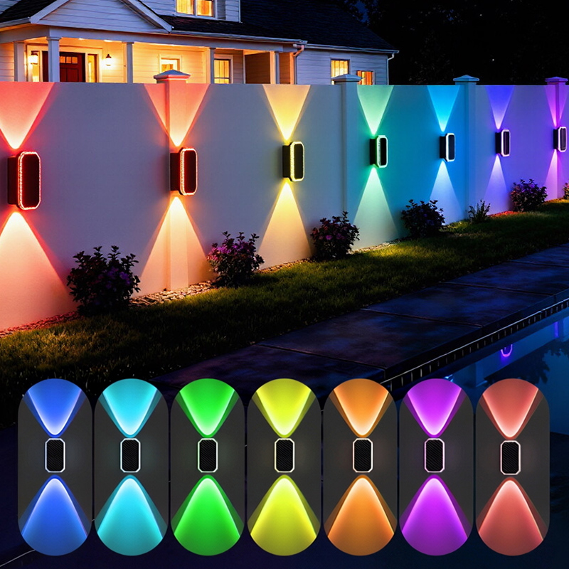 Outdoor Lighting Zigbee - ไฟรั้วโซลาร์เซลล์สี RGB ควบคุมแสงอัจฉริยะ ไฟติดผนังโซลาร์เซลล์ส่องขึ้นลง ไฟตกแต่งผนังหลากสีสำหรับลานบ้าน