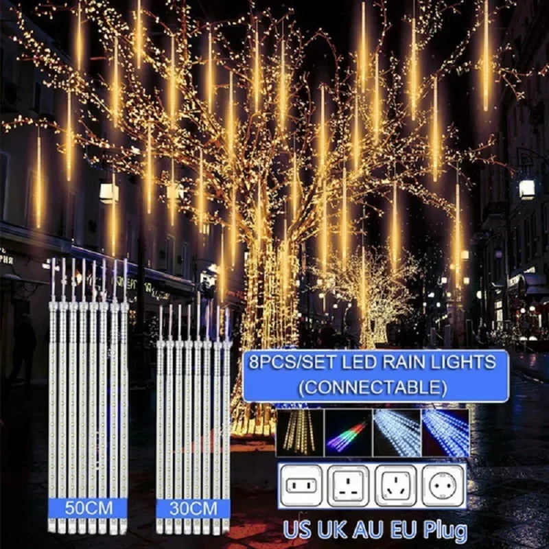 Outdoor Lighting Uk - 30 ซม./50 ซม.ฝนดาวตกกันน้ํา 8 หลอดไฟ LED