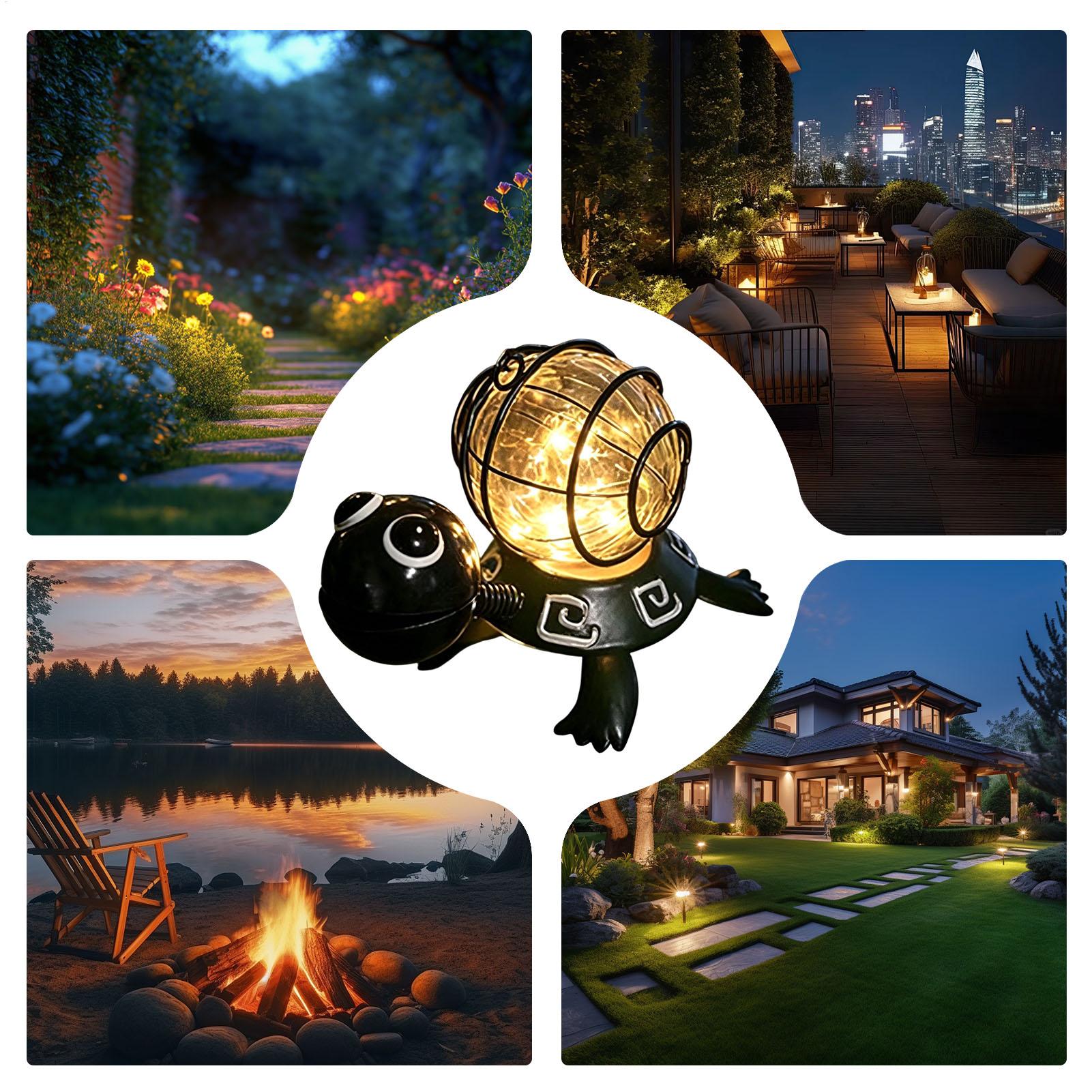 Outdoor Lighting Yard Decoration - ไฟโซลาร์รูปเต่าสำหรับตกแต่งสวนกลางแจ้ง กันน้ำ ไฟประดับรูปปั้นเต่า โคมไฟสวนพลังงานแสงอาทิตย์อัตโนมัติ สำหรับสนามหญ้า ลานบ้าน