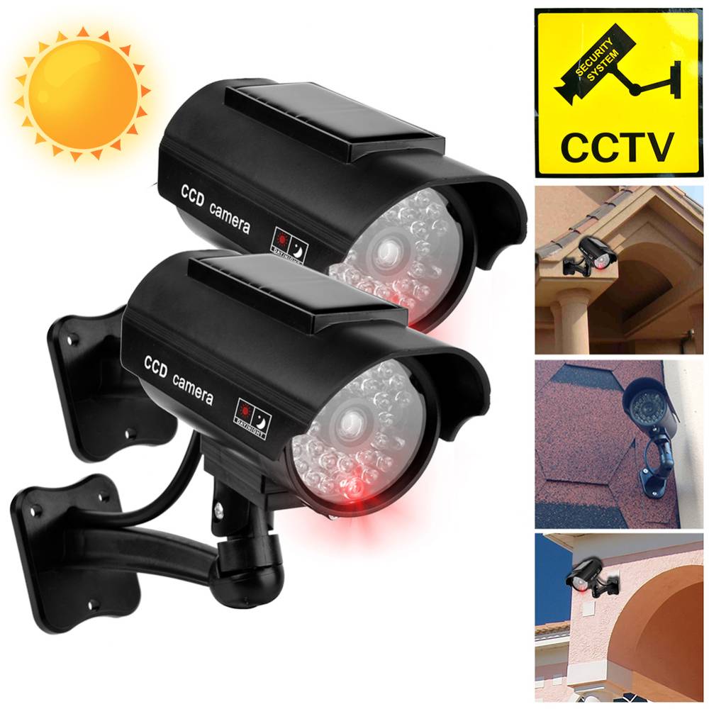 Outdoor Lighting On House - กล้องจำลองพลังงานแสงอาทิตย์กลางแจ้งกันน้ำกล้องดัมมี่ที่บ้านปลอดภัย CCTV ตรวจตราการจำลองกล้องปลอมสะท้อนแสง LED