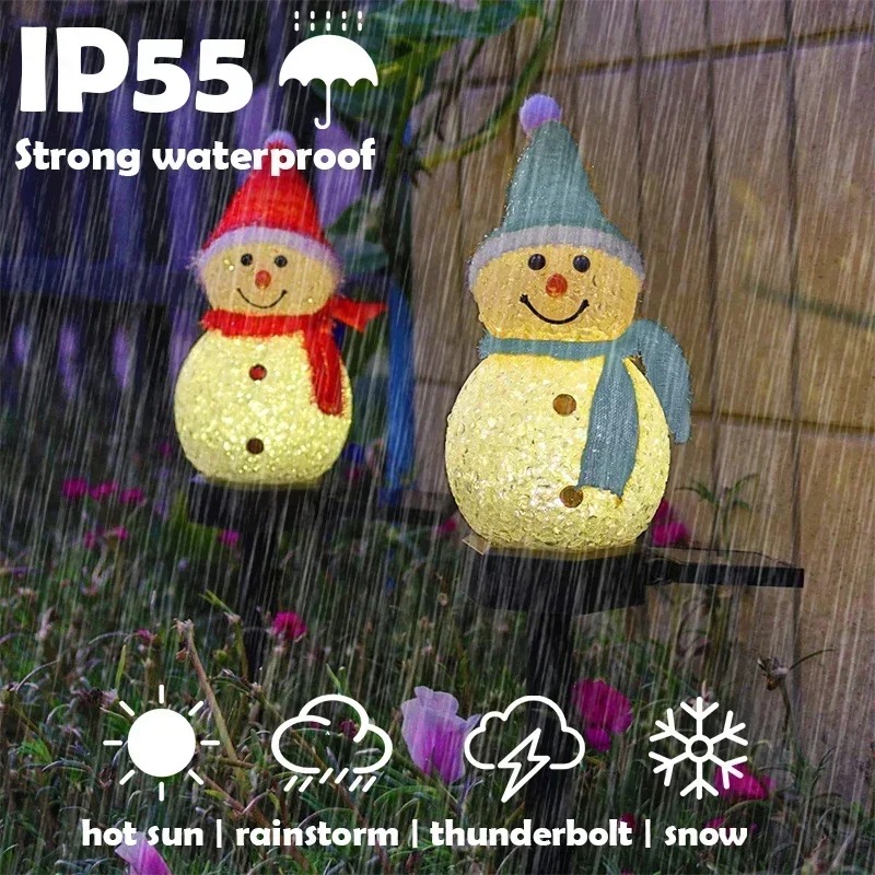 Outdoor Lighting Yard Decoration - โคมไฟสวนพลังงานแสงอาทิตย์รูปมนุษย์หิมะสำหรับคริสต์มาส LED กันน้ำ ตกแต่งสนามหญ้า ทางเดิน งานปาร์ตี้วันหยุด