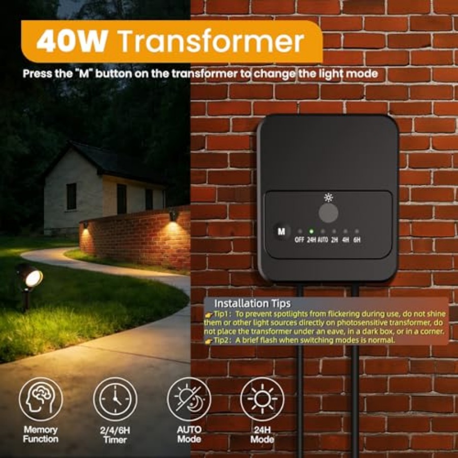 ชุดไฟตกแต่งภูมิทัศน์ ไฟแรงดันต - Outdoor Lighting Kit With Transformer บทวิจารณ์และราคา