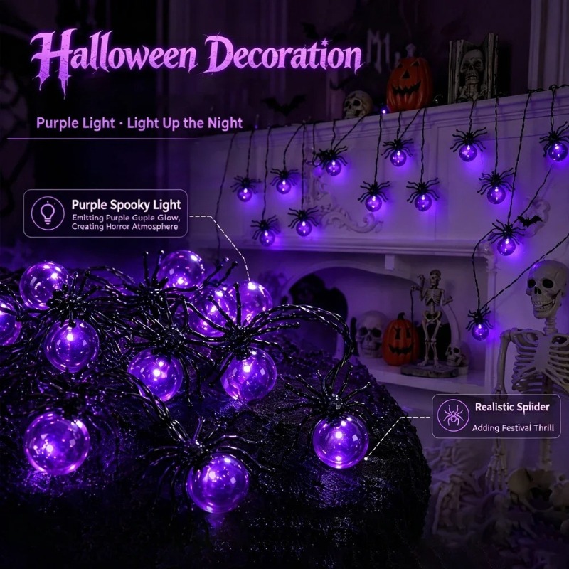 ไฟสาย LED รูปแมงมุมใช้พลังงานจ - Outdoor Lighting Yard Decoration บทวิจารณ์และราคา