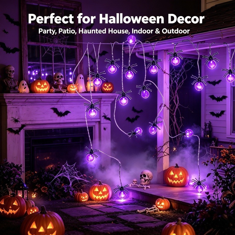 ไฟสาย LED รูปแมงมุมใช้พลังงานจ - Outdoor Lighting Yard Decoration บทวิจารณ์และราคา