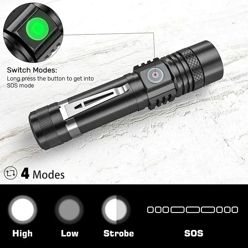ไฟฉายแบบชาร์จได้ T6 ใช้แบตเตอร - Outdoor Lighting On House บทวิจารณ์และราคา