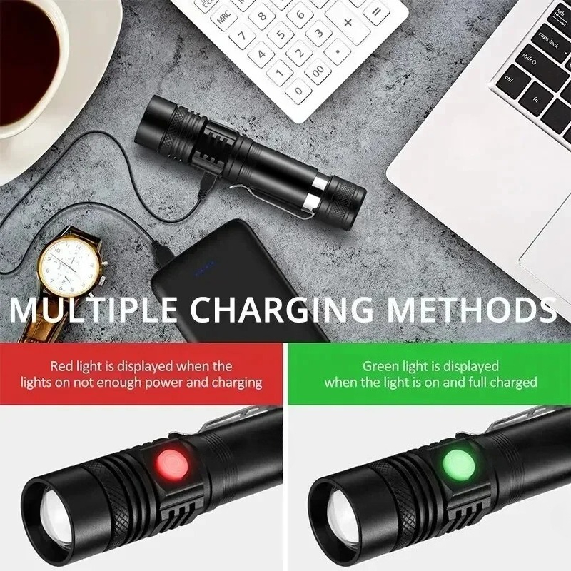 ไฟฉายแบบชาร์จได้ T6 ใช้แบตเตอร - Outdoor Lighting On House บทวิจารณ์และราคา