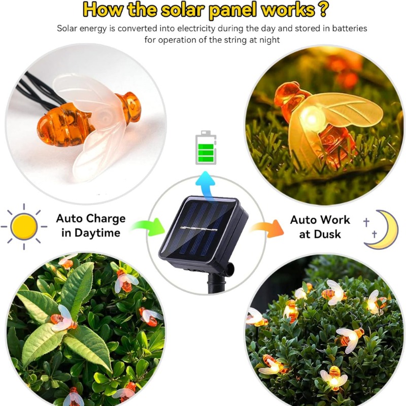 ไฟประดับโซลาร์เซลล์รูปผึ้ง 7 เ - Outdoor Lighting Yard Decoration บทวิจารณ์และราคา