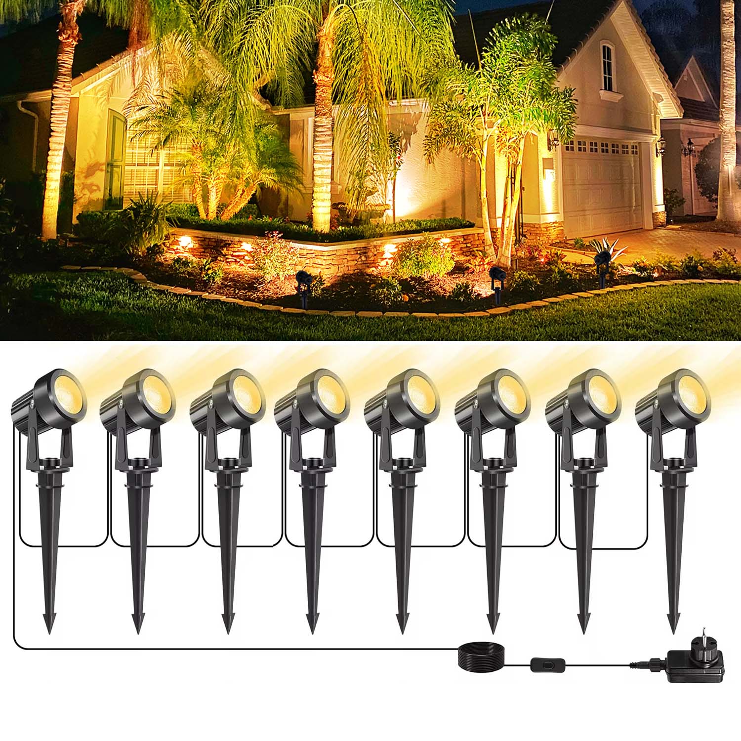 8LEDS 3000K Spotlight กลางแจ้ง - Outdoor Lighting Uk บทวิจารณ์และราคา